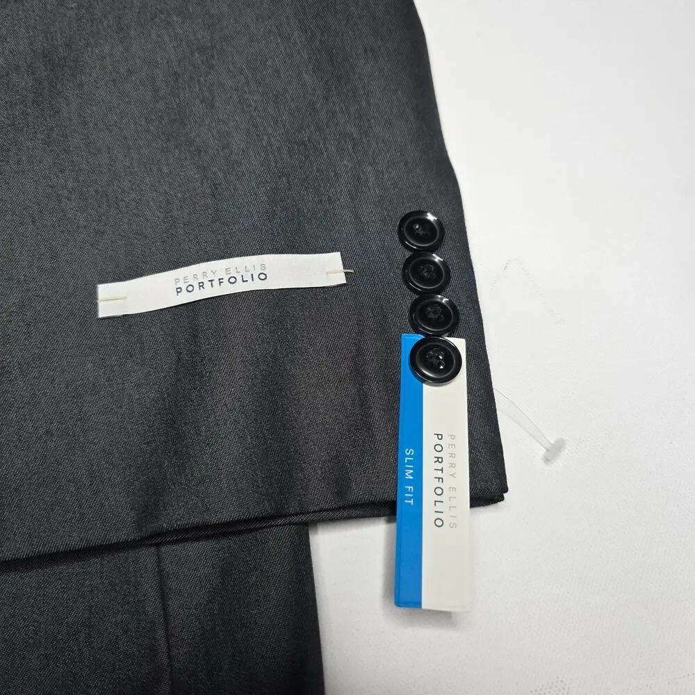 Perry Ellis Portfolio Mens Modern fit Jacket‎ Blazer 44R Grey Slim Fit NWT